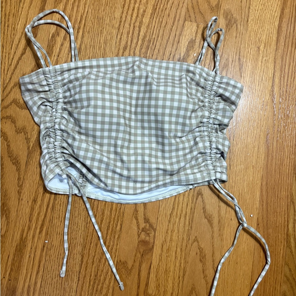 Geode Gingham Checkered Crop swim Top